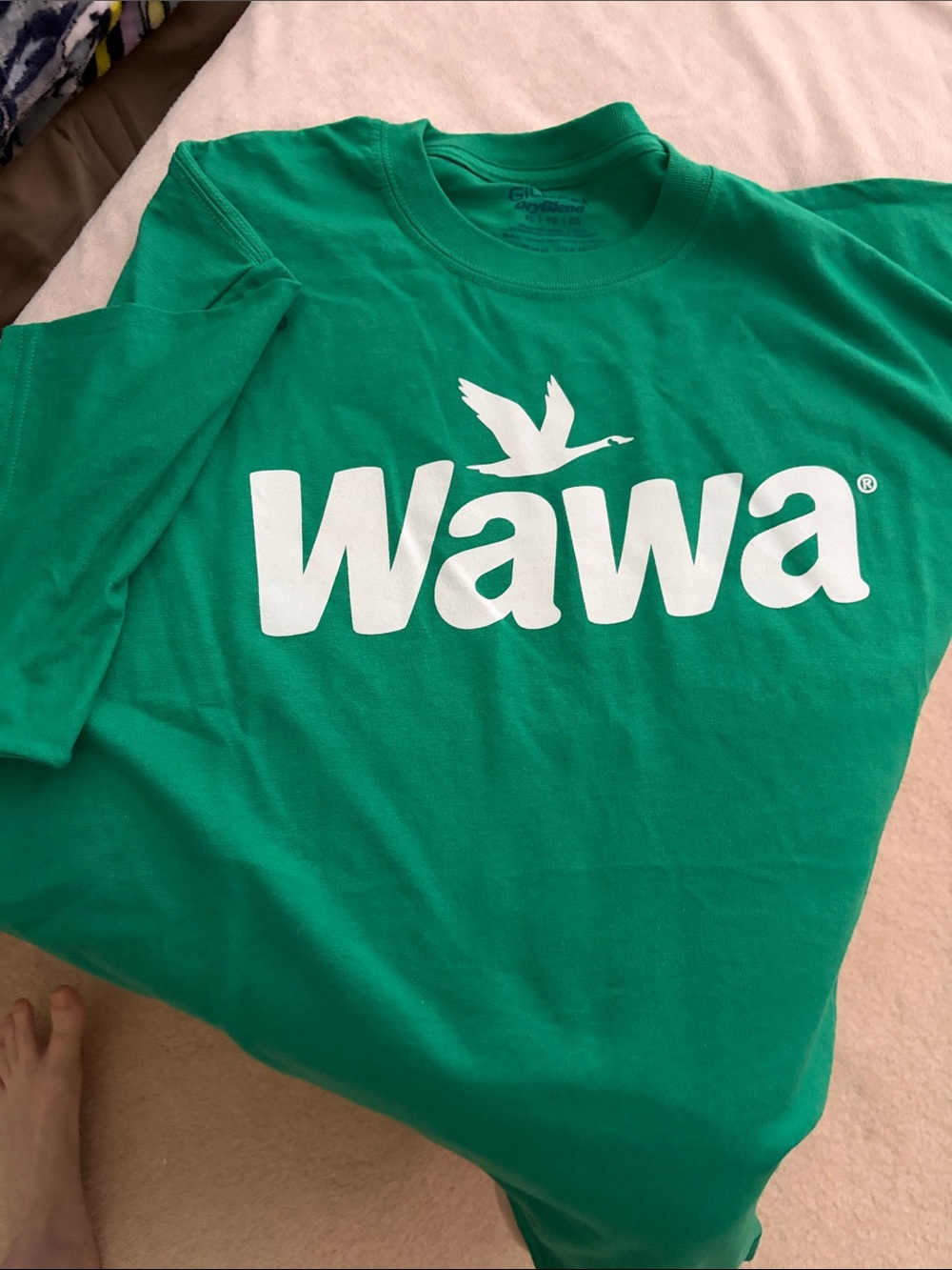 NWOT Gildan Kelly Green Wawa Logo Short Sleeve Tee - Picture 4 of 4